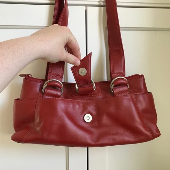 Derek Alexander Red Leather Purse Shoulder Hand Bag - Picture 2 of 8